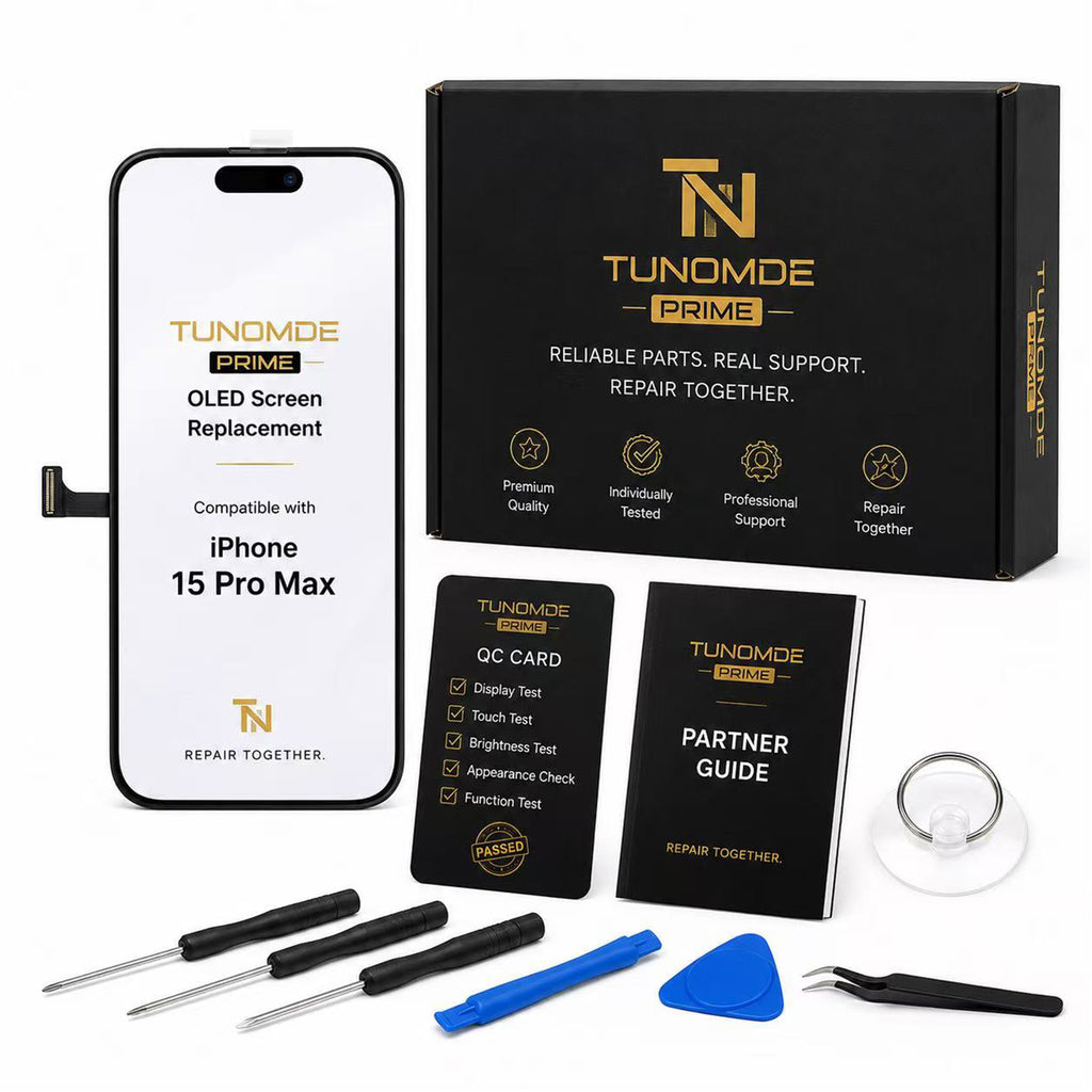 Prime OLED Screen Replacement Compatible with iPhone 15 Pro Max, Display Assembly with Touch Screen, Individually Tested, Original Dimensions