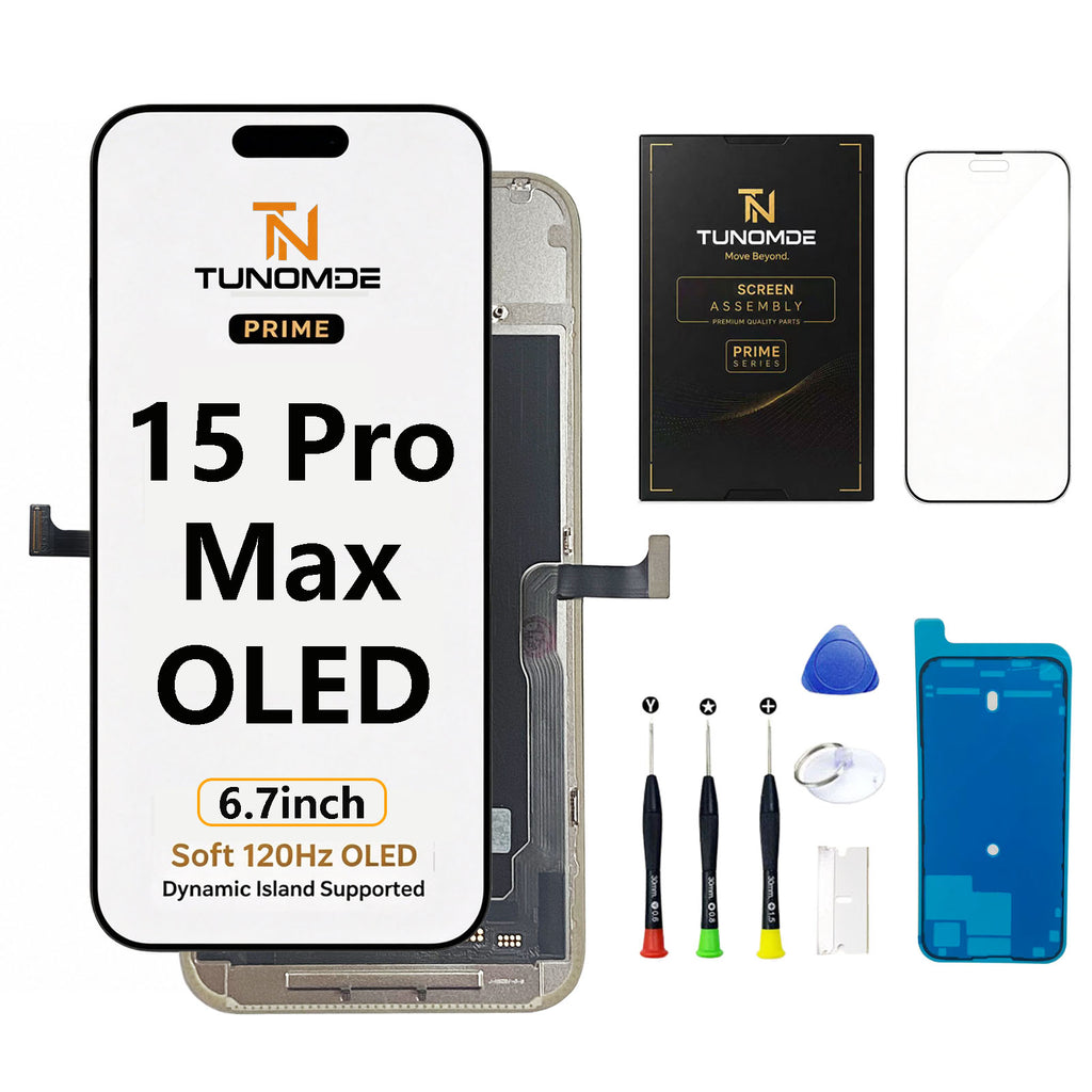 TUNOMDE OLED Screen Replacement for iPhone 15 Pro Max | Touch Display & Digitizer Assembly